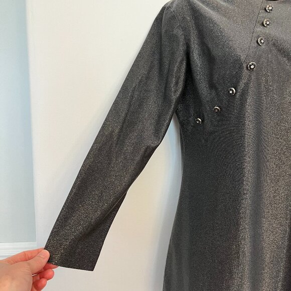 Vintage 70s Silver Metallic Mini Dress, Size Small - Picture 4 of 13